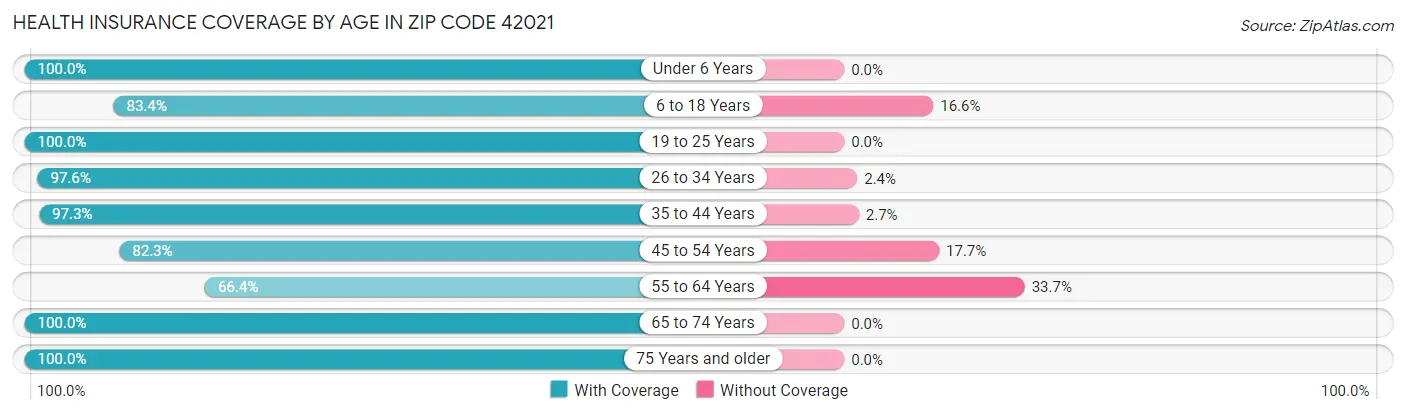 Health Insurance Coverage by Age in Zip Code 42021