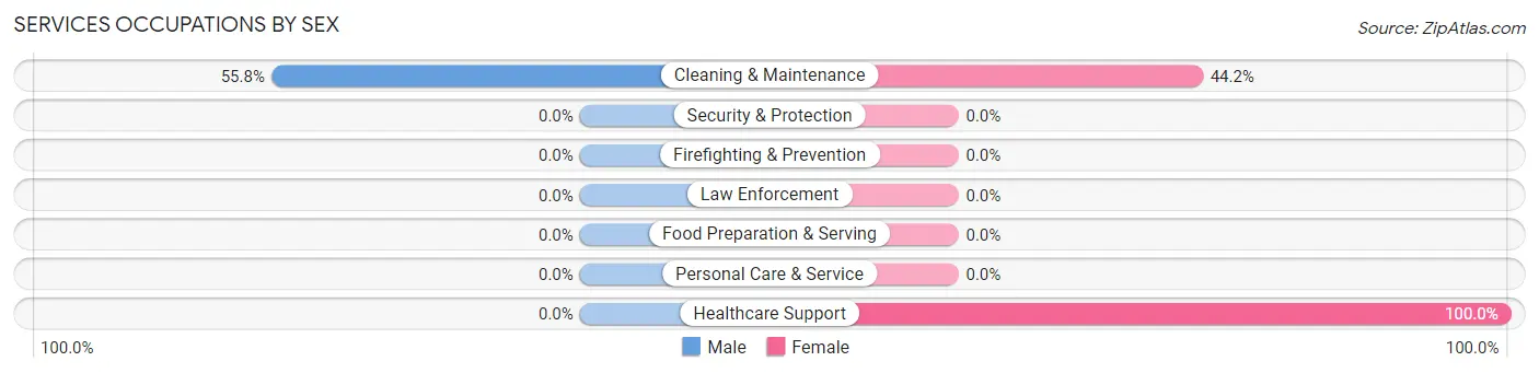 Services Occupations by Sex in Zip Code 42027
