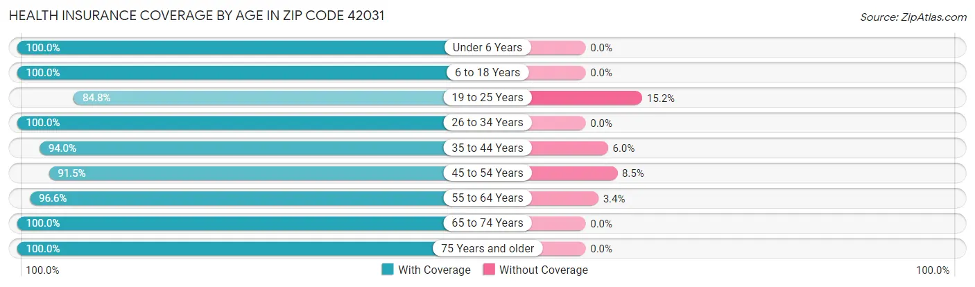 Health Insurance Coverage by Age in Zip Code 42031