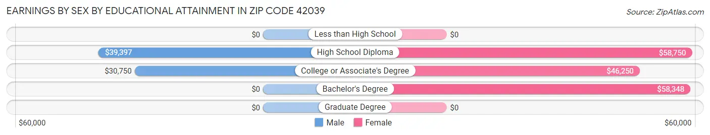 Earnings by Sex by Educational Attainment in Zip Code 42039