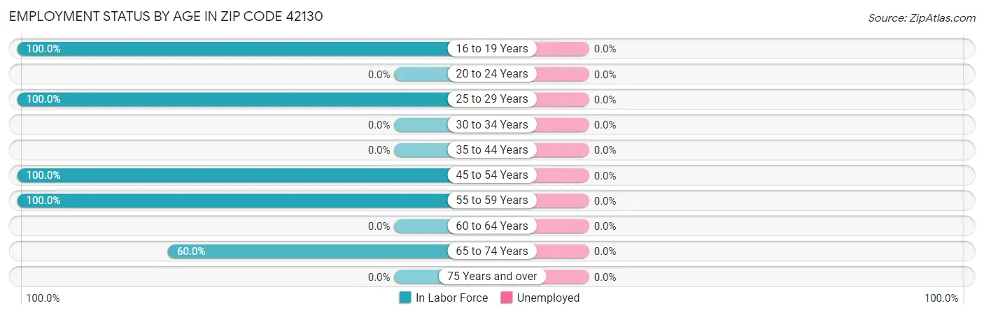 Employment Status by Age in Zip Code 42130