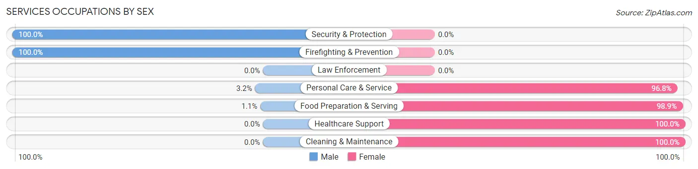 Services Occupations by Sex in Zip Code 42210