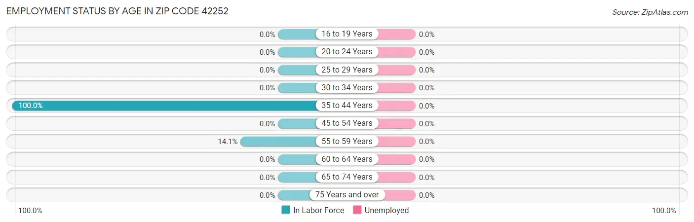 Employment Status by Age in Zip Code 42252