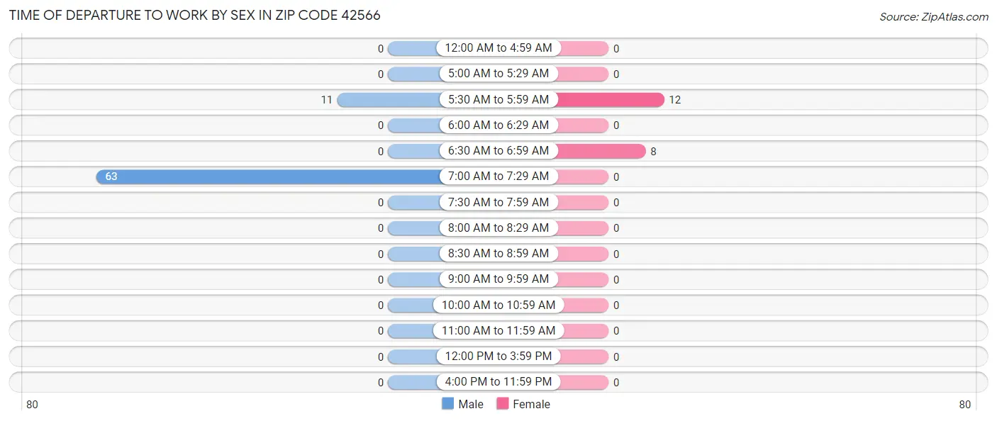 Time of Departure to Work by Sex in Zip Code 42566