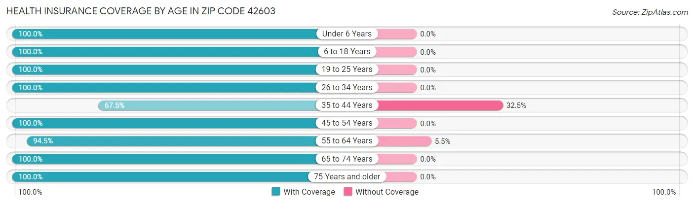 Health Insurance Coverage by Age in Zip Code 42603
