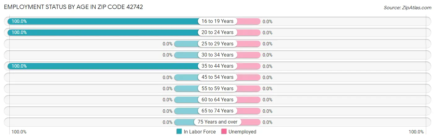 Employment Status by Age in Zip Code 42742