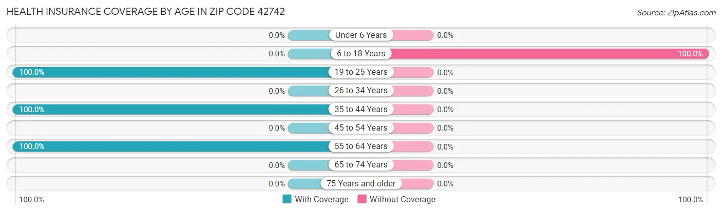 Health Insurance Coverage by Age in Zip Code 42742