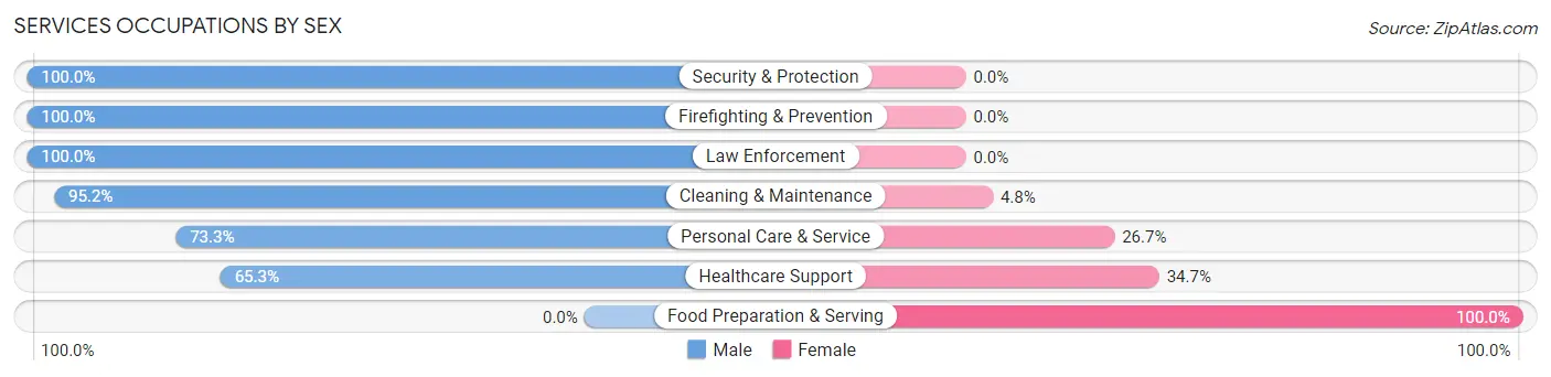 Services Occupations by Sex in Zip Code 43071