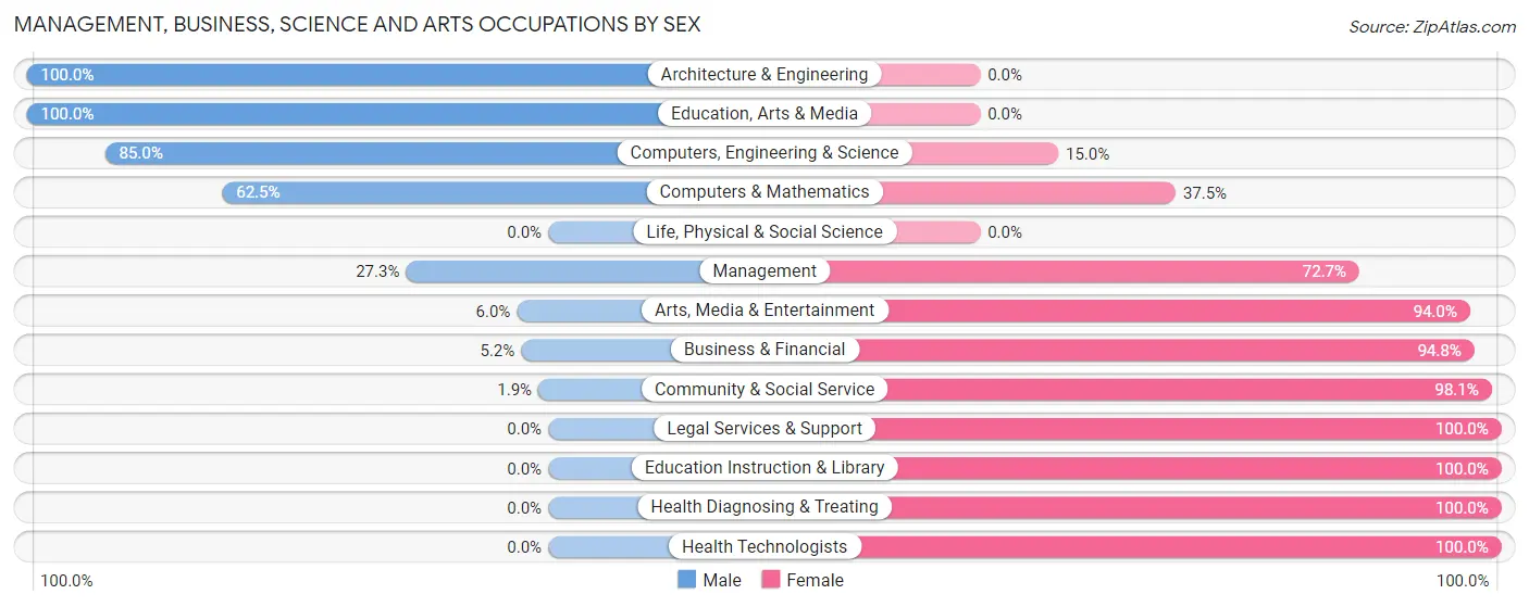 Management, Business, Science and Arts Occupations by Sex in Zip Code 43080