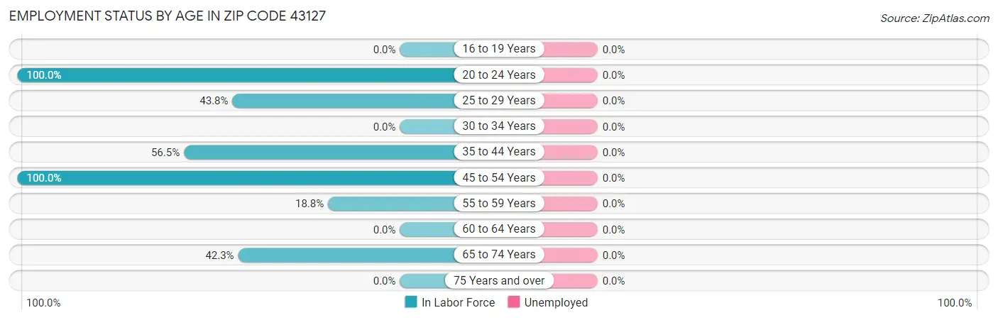 Employment Status by Age in Zip Code 43127