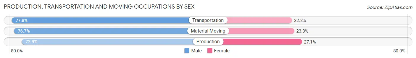 Production, Transportation and Moving Occupations by Sex in Zip Code 43148