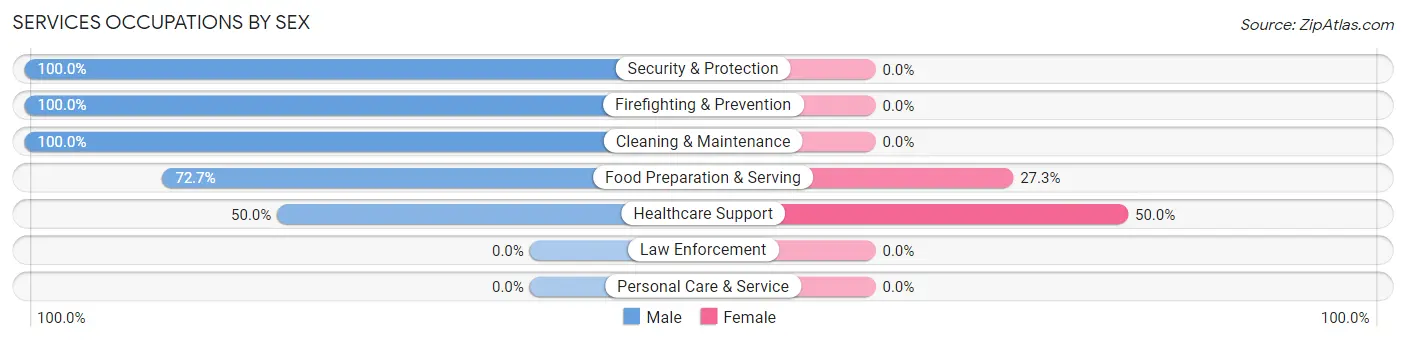 Services Occupations by Sex in Zip Code 43157