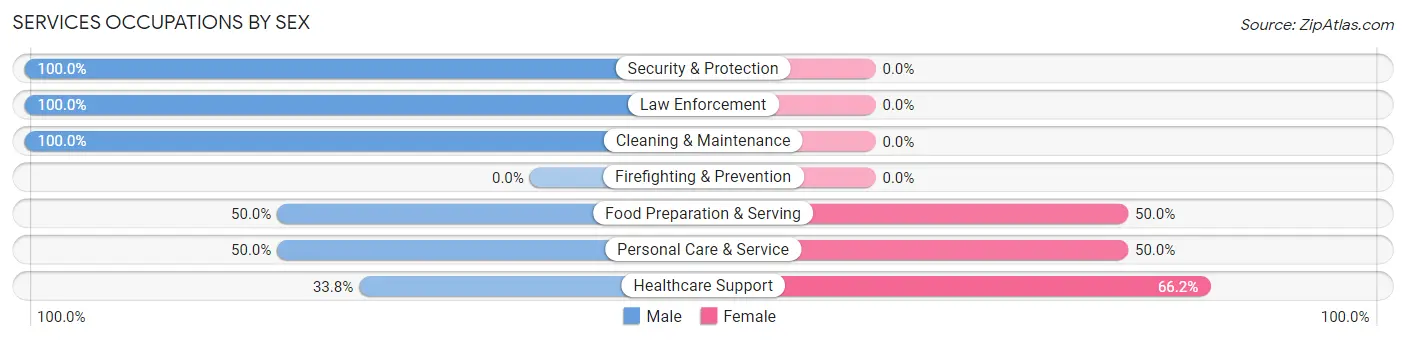 Services Occupations by Sex in Zip Code 43240