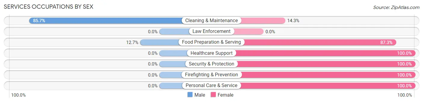 Services Occupations by Sex in Zip Code 43348
