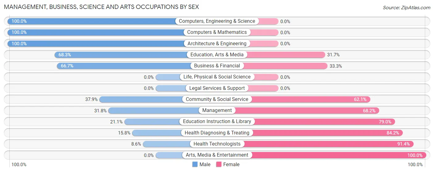 Management, Business, Science and Arts Occupations by Sex in Zip Code 43540