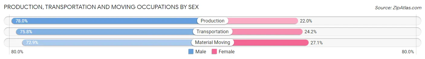 Production, Transportation and Moving Occupations by Sex in Zip Code 43607