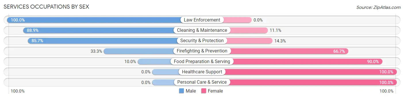 Services Occupations by Sex in Zip Code 43716