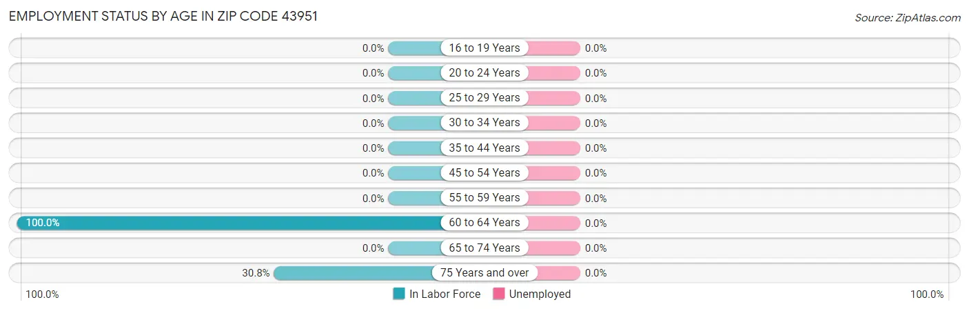 Employment Status by Age in Zip Code 43951