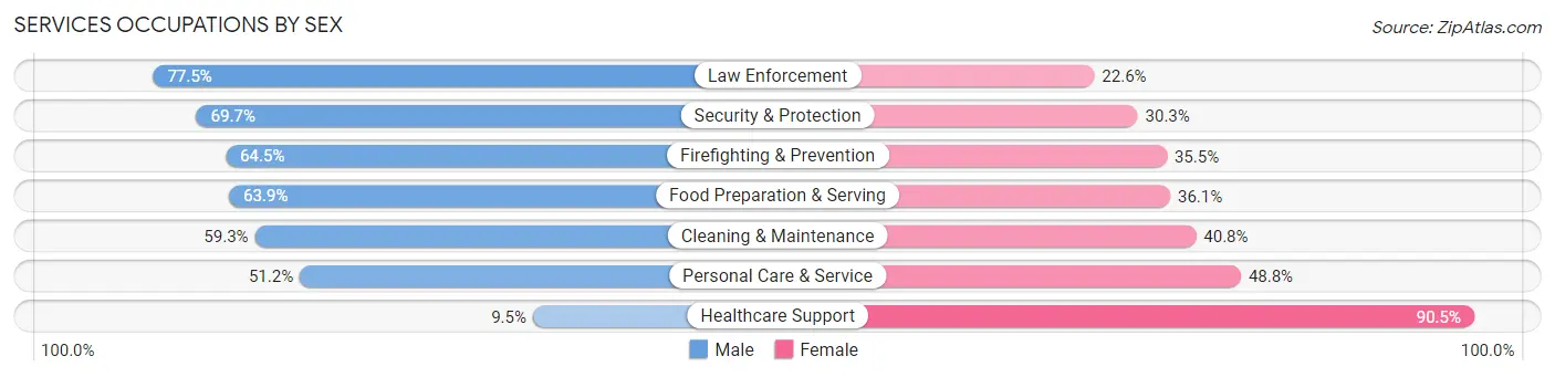 Services Occupations by Sex in Zip Code 44104
