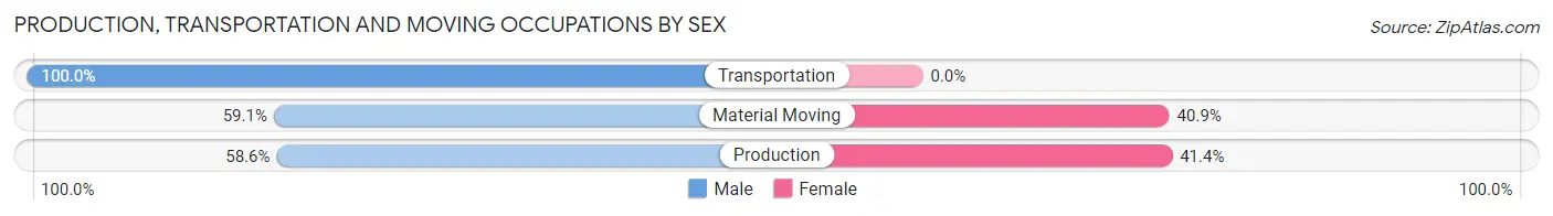 Production, Transportation and Moving Occupations by Sex in Zip Code 44288