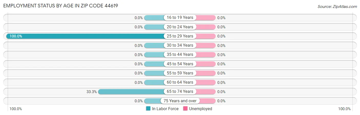 Employment Status by Age in Zip Code 44619