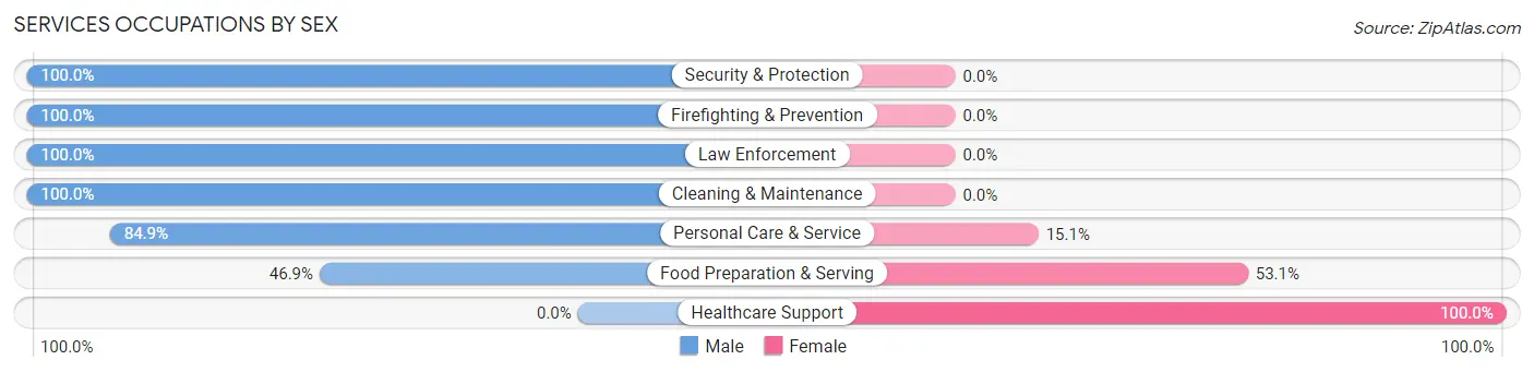 Services Occupations by Sex in Zip Code 44672