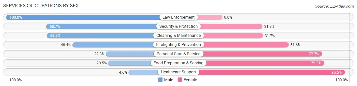 Services Occupations by Sex in Zip Code 45042