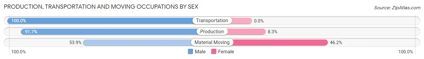 Production, Transportation and Moving Occupations by Sex in Zip Code 45382