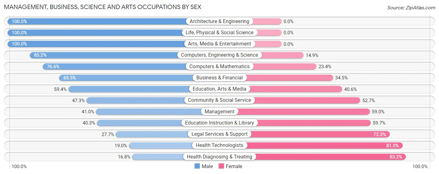 Management, Business, Science and Arts Occupations by Sex in Zip Code 45662