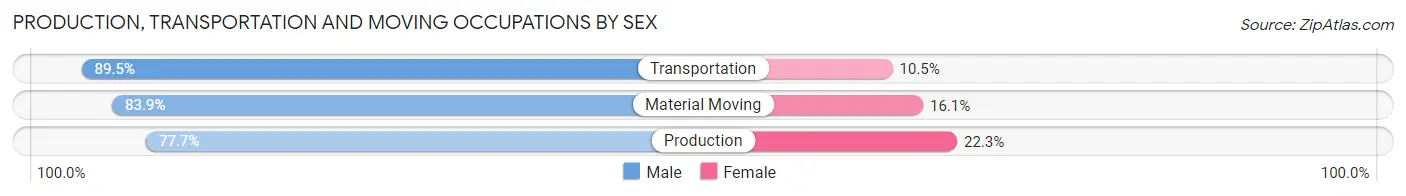 Production, Transportation and Moving Occupations by Sex in Zip Code 45846