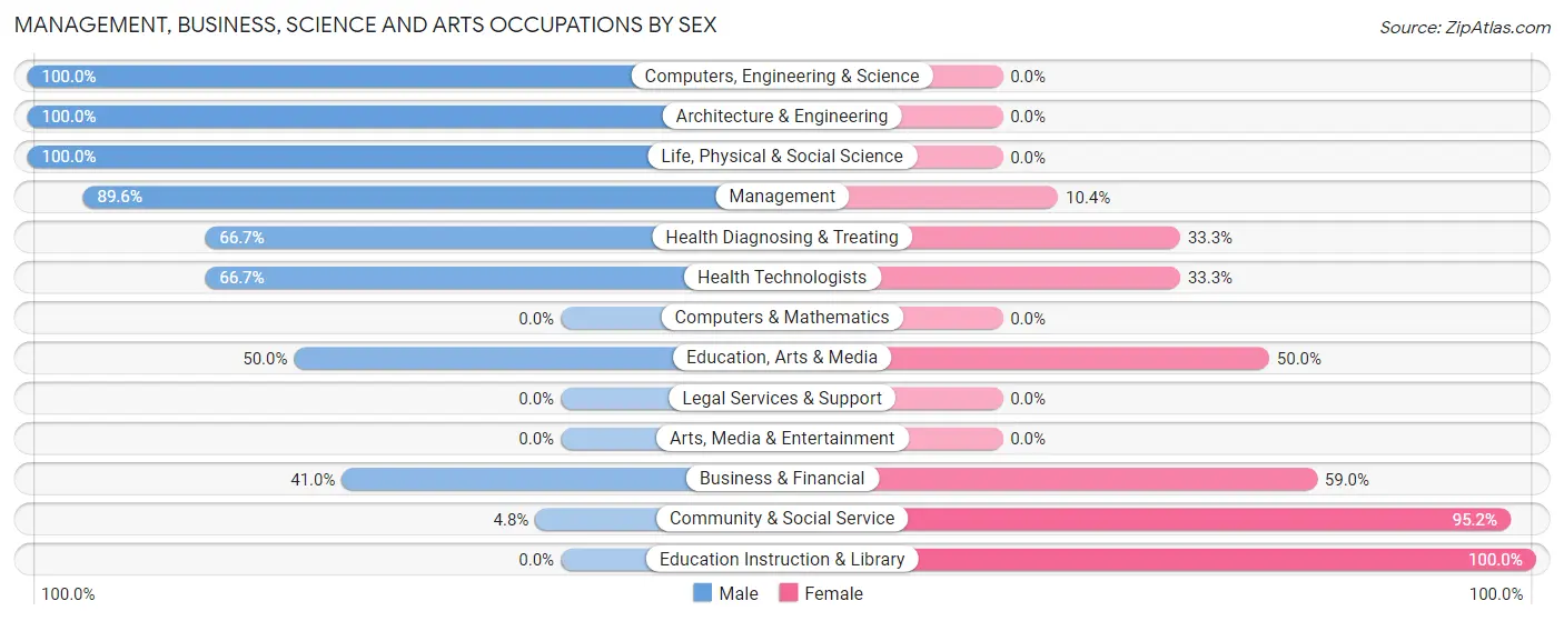 Management, Business, Science and Arts Occupations by Sex in Zip Code 45881