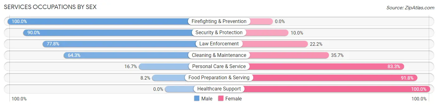 Services Occupations by Sex in Zip Code 46031