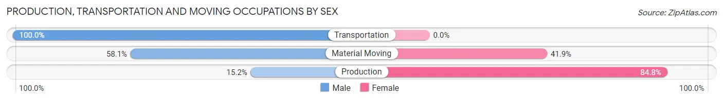 Production, Transportation and Moving Occupations by Sex in Zip Code 46034