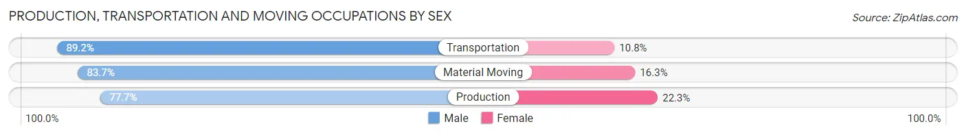 Production, Transportation and Moving Occupations by Sex in Zip Code 46062