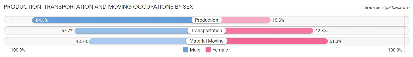 Production, Transportation and Moving Occupations by Sex in Zip Code 46077