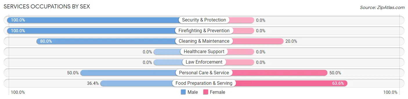 Services Occupations by Sex in Zip Code 46103