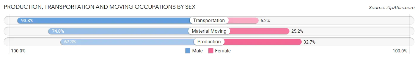 Production, Transportation and Moving Occupations by Sex in Zip Code 46123