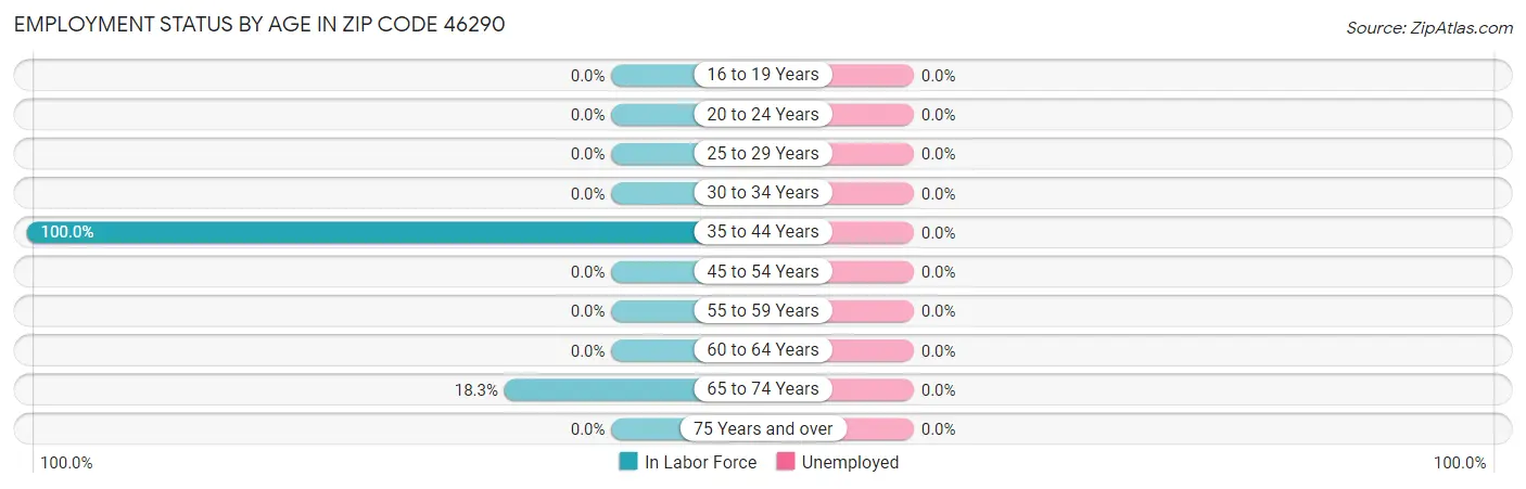 Employment Status by Age in Zip Code 46290