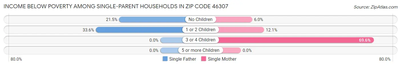 Income Below Poverty Among Single-Parent Households in Zip Code 46307