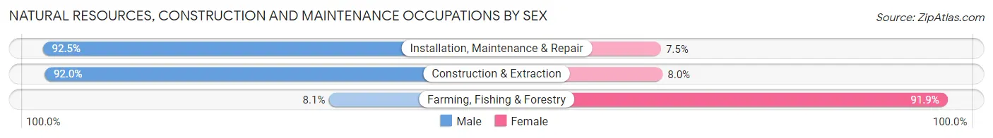 Natural Resources, Construction and Maintenance Occupations by Sex in Zip Code 46323