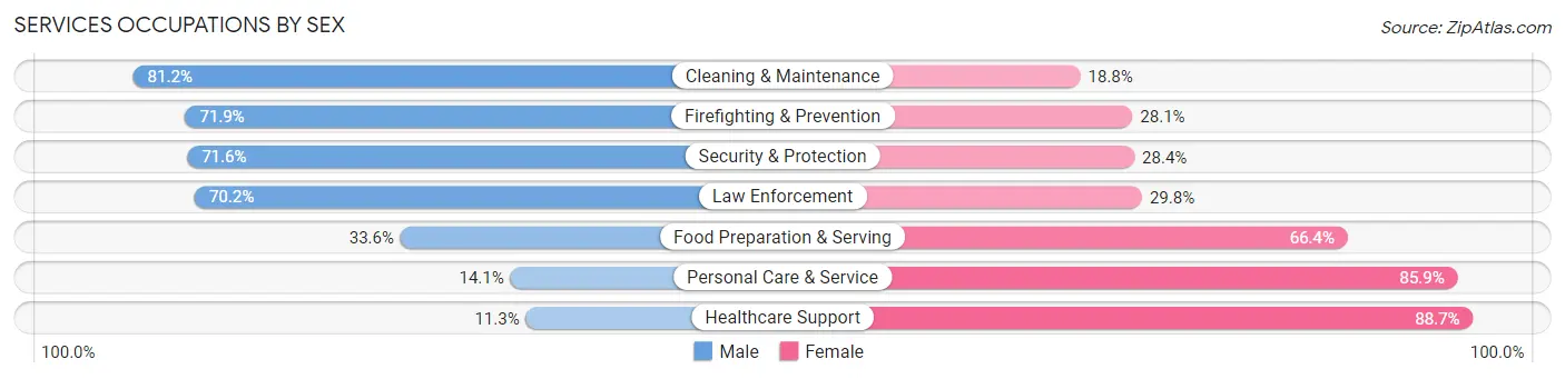Services Occupations by Sex in Zip Code 46323