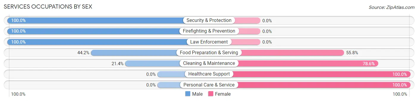 Services Occupations by Sex in Zip Code 46371