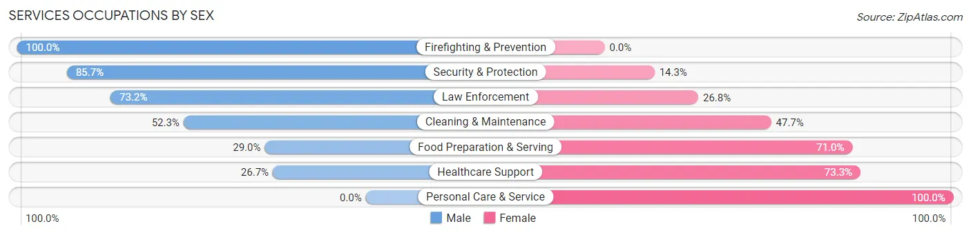 Services Occupations by Sex in Zip Code 46563