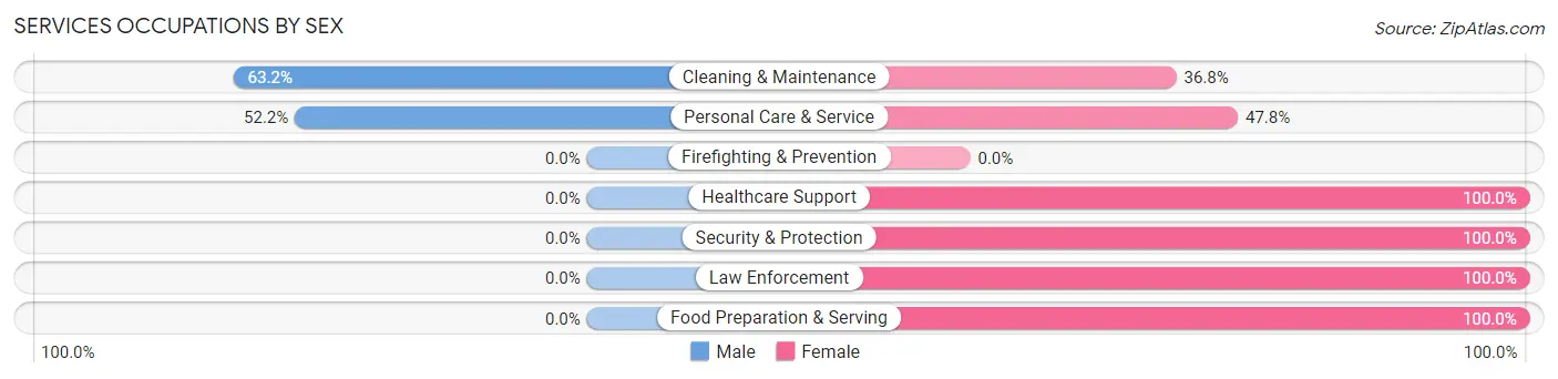 Services Occupations by Sex in Zip Code 46747