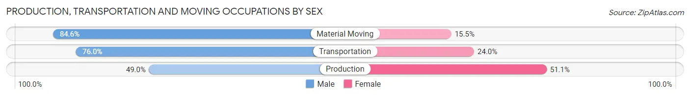 Production, Transportation and Moving Occupations by Sex in Zip Code 46802