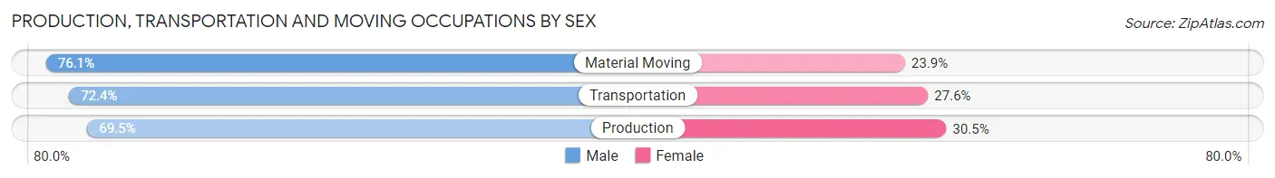 Production, Transportation and Moving Occupations by Sex in Zip Code 46808