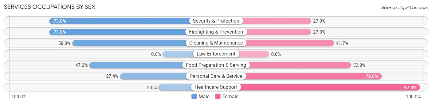 Services Occupations by Sex in Zip Code 46808