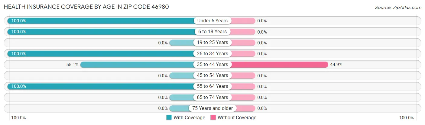 Health Insurance Coverage by Age in Zip Code 46980