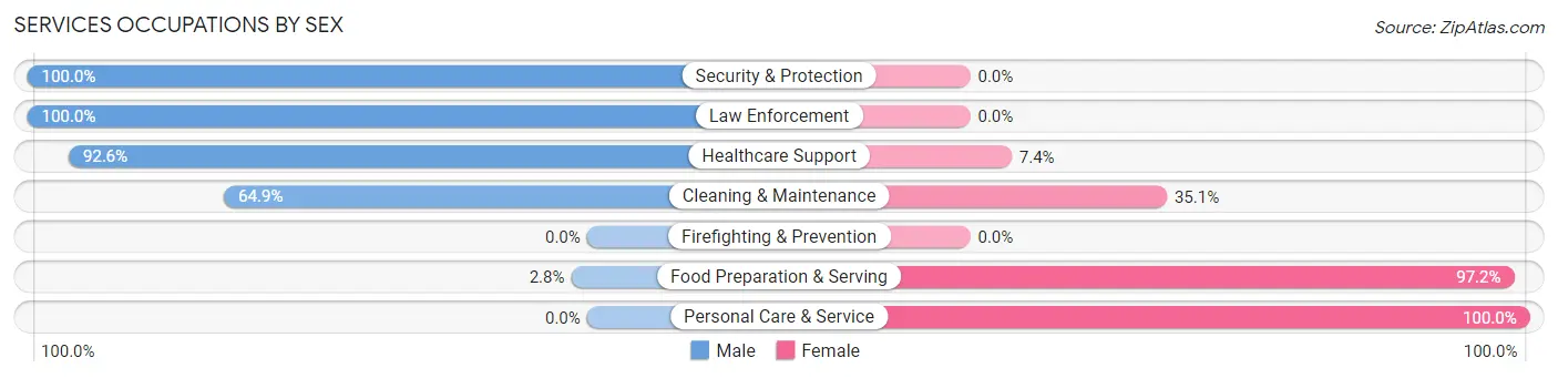 Services Occupations by Sex in Zip Code 47102