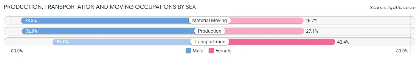 Production, Transportation and Moving Occupations by Sex in Zip Code 47203